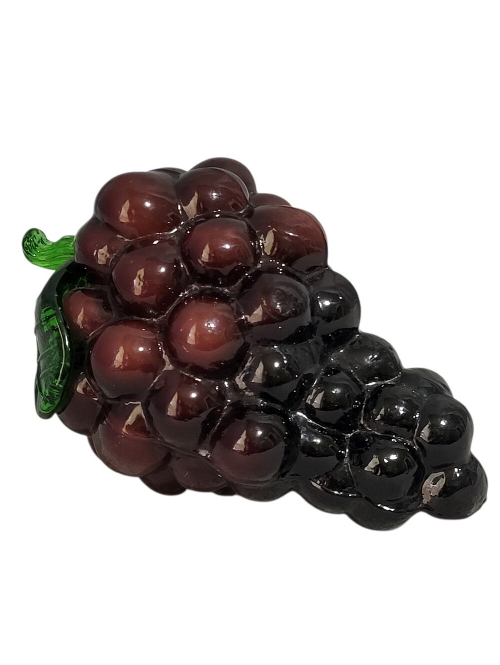 Vintage Glass Grapes Cluster Purple Green Stem Decorative Fruit Display Prop MCM